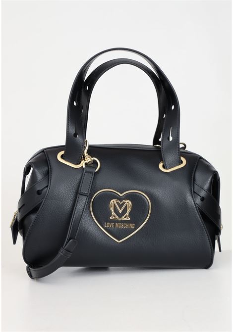 Black women's handbag with heart plaque and logo LOVE MOSCHINO | JC4119PP1LLB0000